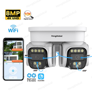 HongGlobal 8MP 4K Outdoor Smart Wireless <strong>PTZ</strong> 360 Degree Surveil <strong>Camera</strong> ICam365 Dual Lens WiFi <strong>Security</strong> CCTV Video <strong>Network</strong> <strong>Camera</strong> - Product Image 1
