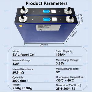 เซลล์ปริซึม EV 125Ah 3.2V ลิเธียมไอรอนฟอสเฟต แบตเตอรี่พลังงานแสงอาทิตย์ 50 กิโลวัตต์ แบตเตอรี่ลิเธียมไอออนปริซึมความจุสูง - Product Image 2