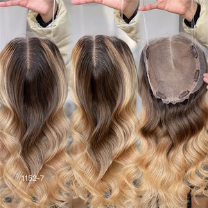 Mini peluca tímida, venta al por mayor, adornos de cabello humano europeo, nudos individuales, nudos de lejía Natural, encaje transparente duradero - Product Image 1