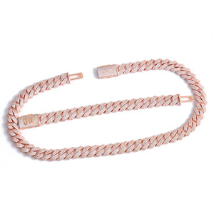 FealuxLuxury Collier Chaîne Maille Cubaine <span class=keywords><strong>Miami</strong></span> 15mm Largeur 4 Rangs Sertie <span class=keywords><strong>de</strong></span> Pierres CZ Plaqué Or Rose Bijoux Hip Hop - Product Image 5
