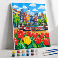 Kit de Peinture Moderne Paysage Imprimé DIY - Peinture par Numéros pour Décoration Intérieure, Ensemble d'Art sur Toile