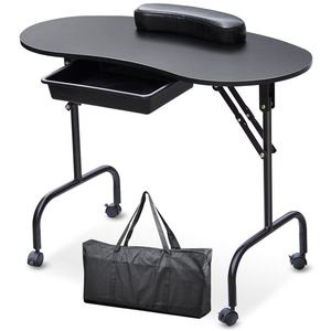 <span class=keywords><strong>Table</strong></span> de <span class=keywords><strong>manucure</strong></span> pliable portable en cuir véritable, style moderne et minimaliste, avec tiroir, coussin pour les mains, HUAYOU, anti-taches - Product Image 2