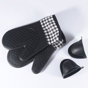 Oven Mitts and Kitchen Glove Sets Heat Resistant Silicone Heavy Duty Cooking Gloves and <b>Mini</b> Pinch Oven Mitt for Kitchen Baking - Product Image 3