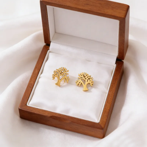 Pendientes Árbol de la Vida de Acero Inoxidable con Diseño de Flor y Hoja, Pendientes Diarios de Estilo Bohemio, Joyería de Moda para Mujer, Accesorios - Product Image 6