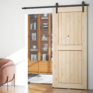 Modern Design Barn Door Panel With Roller Guide Sliding Barn Door