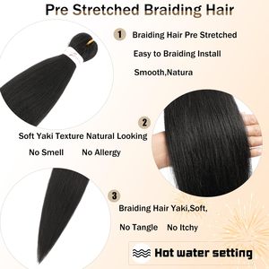 Meilleurs cheveux à tressage synthétique de haute qualité Extensions personnalisées de la vaste collection <span class=keywords><strong>africaine</strong></span> <span class=keywords><strong>Tresse</strong></span> crochet Yaki pré-étirée résistante à la chaleur - Product Image 4