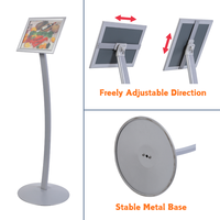 Support de signalisation au sol contemporain avec poteau incurvé ergonomique et panneau facile à ajuster pour les promotions