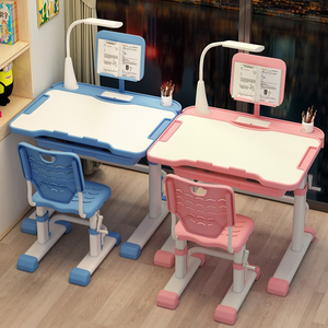 Set de Escritorio y Silla de Estudio para Niños con Altura Ajustable, Mesa de Estudio Funcional para Tareas Escolares con Lámpara - Product Image 1