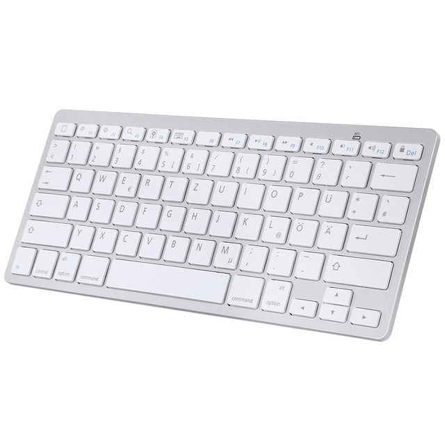 Ultra-Slim 78 Keys Wireless German Language -Compatible Keyboard for Android Windows IOS - Silver