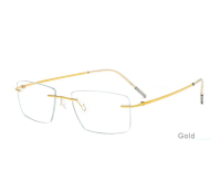 Lunettes carrées transparentes sans monture, verres optiques de marque, en titane, avec logo