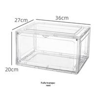 Boîte de rangement pour chaussures en acrylique transparent épais avec porte latérale magnétique, anti-poussière, grande boîte de rangement pour baskets, vitrine pour collectionneurs AJ