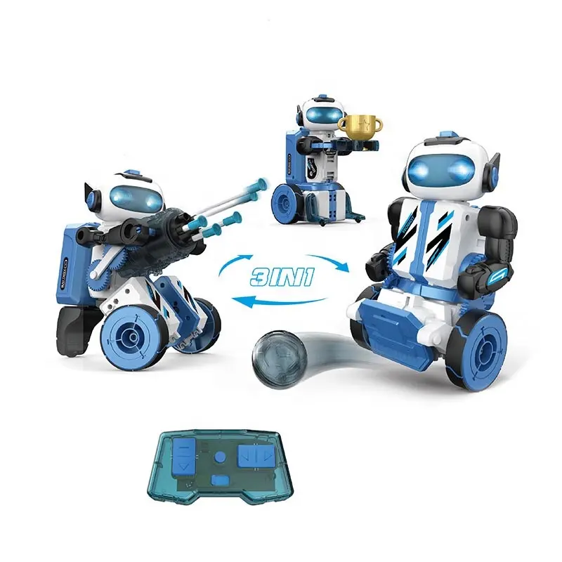 3 in 1 smart programmation robot da calcio fai da te assemblare kit di costruzione di robot pinza di interazione e sharpshooter STEM rc robot toys