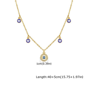 Collier en acier inoxydable avec pendentif délicat en émail bleu œil porte-bonheur, chaîne à maillons plaquée or 18 carats, cadeau œil du diable <span class=keywords><strong>pour</strong></span> femme - Product Image 6