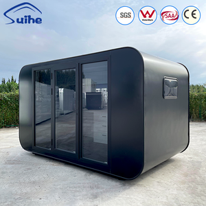 Structure en acier personnalisable, <span class=keywords><strong>maison</strong></span> cube noire de 4 m pour projet commercial - Product Image 1