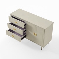Commode moderne au design simple en HDF blanc, 3 tiroirs avec deux portes pour la chambre à coucher, le salon, rangement