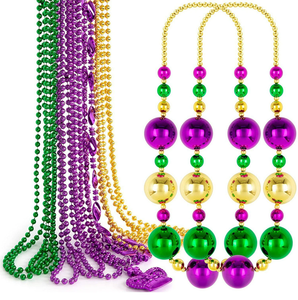 Conjunto <span class=keywords><strong>de</strong></span> Collares para Fiesta <span class=keywords><strong>de</strong></span> Mardi Gras, Cuentas Vibrantes en Morado, Verde y Dorado, Perfecto para Desfiles y Accesorios para Cabina <span class=keywords><strong>de</strong></span> Fotos - Product Image 2