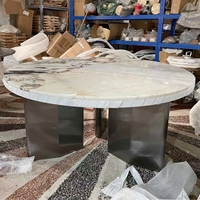 Neues Möbeldesign Esszimmer Runder Marmortisch Drei Messing Edelstahlbeine Küchen-Esstisch Hochwertig