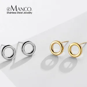 Boucles d'oreilles clous rondes <span class=keywords><strong>creuses</strong></span> en acier inoxydable EManco, motif géométrique simple, légères, créatives, pour femmes, usage quotidien, fêtes et sorties sociales - Product Image 6