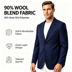 Veste de Costume en Mélange de Laine, Col Cranté Classique, Deux Boutons, Vêtement d'Extérieur Formel, Style <span class=keywords><strong>Gentleman</strong></span>, Qualité Supérieure pour le Bureau et les Occasions Sociales - Product Image 1
