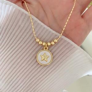 Collane LS-L6156 con Croce Smaltata Bianca e Disco Religioso, Collana con Pendenti a Forma di Stella e Cuore, Simboli Religiosi per Donne - Product Image 4