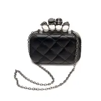 Factory High Quality Women Clutch Bag Fashion Retro Black Style Hand Grasping Skull Ring Vintage Chain Evening Bags 2022