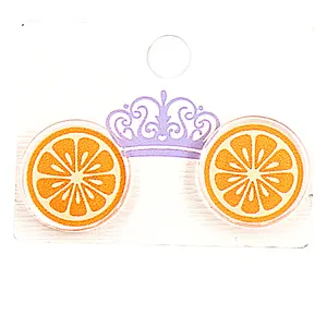 ERS126ER1013 1pair Orange and avocado Stud Earrings UV Print Cute Mouse Fruit Earrings Acrylic Earrings