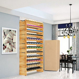 Estante para Vino Apilable y Plegable de Madera Maciza y Bambú, Capacidad para 108 Botellas, Diseño Moderno, para Almacenamiento y Exhibición de Vino, para el Hogar, Bar o Bodega - Product Image 3
