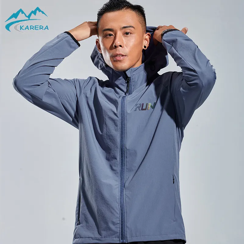 Casual fashion zipper hooded jacket slim sports jacket outdoor windbreaker men