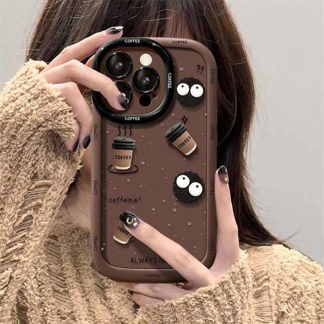 Coffee Cup Design Shockproof TPU Mobile Phone Case for Iphone 6 7 8 X Xr XS 11 12 13 14 15 16 Pro Max