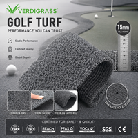 Tapis de golf en gazon artificiel souple de 15 mm, résistant, avec trous de drainage, stable aux UV, réaliste, pour intérieur, extérieur, jardin