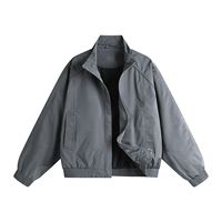 Blouson Bomber Vintage Américain à Col Montant Unisexe Coupe Ample Coupe-Vent Cargo avec Poignets et Ourlet Élastiques Style Workwear Printemps Automne