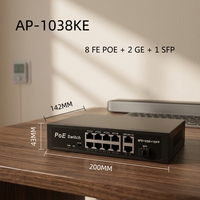 Switch PoE Gigabit QoS RJ45 52V 10/100MB 8 ports PoE + 2 ports uplink + 1 port SFP 100MB, portée 250 mètres, pour caméras IP, direct usine