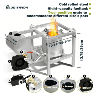 Calentador de Aceite Usado con Sistema de Ventilador - Estufa Multicombustible de Acero Inoxidable sin Humo para Cocinar, Hervir y Calefacción Interior/Exterior. - Product Image 1
