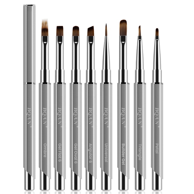 BQAN Magnetic Bottom Metal Nail Art Brush Liner Pen Aluminum Alloy Handle Detail Drawing Brush for UV Gel Manicure Tool