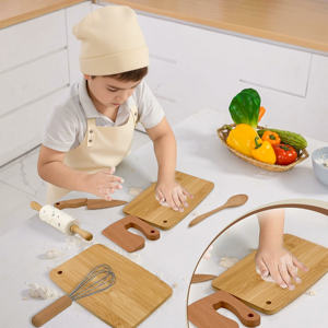 Set di Utensili <span class=keywords><strong>da</strong></span> Cucina in Legno Ecologico e Durevole per Bambini, 6 Pezzi, Vassoi per Cucinare per Bambini Piccoli - Product Image 5