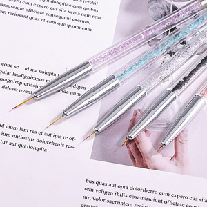 Lot de 5 pinceaux à double embout pour nail art avec manche diamanté, outils de peinture pour pétales de fleurs, de pointillage et de liner pour gel français, tailles 5, 6, 9, 12, 13 mm - Product Image 2