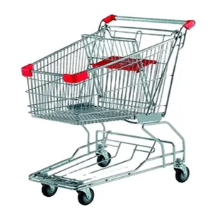 100L Shopping Cart Type and Chrome Plated Surface Handling Shopping Trolley Parts Jiayuan Folding ZINC Plated High Quality Steel