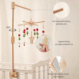 Supporto per mobiletto culla in legno Montessori, base di fissaggio con morsetto per decorazioni da <span class=keywords><strong>cameretta</strong></span>, campanello sospeso per culla - Product Image 2