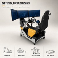 Station d'opérateur à distance Spot 5G avec trois écrans IPS de 27 pouces, cockpit de téléopération pour excavatrice minière