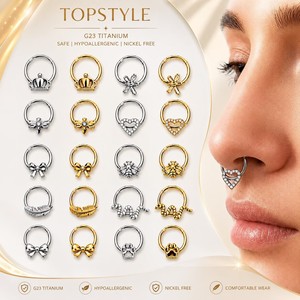 Anillo para Ombligo de Titanio ASTM F136 con Oro 18K PVD y Circonita Cúbica de Corte Asscher con Engaste de Garra, Joyería Corporal, Regalo - Product Image 1