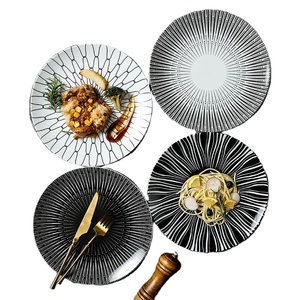 Commercio all'ingrosso scandinavo stoviglie Spaghetti occidentale piatto da Dessert ristorante bianco e nero piatti in ceramica piatti cena in ceramica - Product Image 1