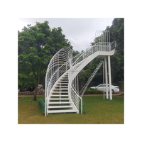 Escalier en acier courbé rotatif pour centre commercial, extérieur, antirouille, installation en DIY, usage intérieur pour immeuble de bureaux - Bois, verre