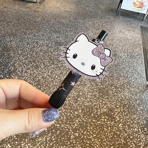 Adorable Cartoon Cat Black <b>Pen</b> Cute High-Style Student Bestie Pendant <b>Glitter</b> Click-Type Ballpoint <b>Pen</b> Metal Girly Heart 14cm - Product Image 2