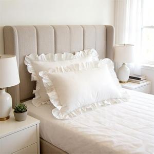 Fodera per cuscino plissettata artigianale di alta qualità, elegante copricuscino con balze in <span class=keywords><strong>pizzo</strong></span> <span class=keywords><strong>bianco</strong></span> per l'arredamento di lusso di hotel e case - Product Image 5