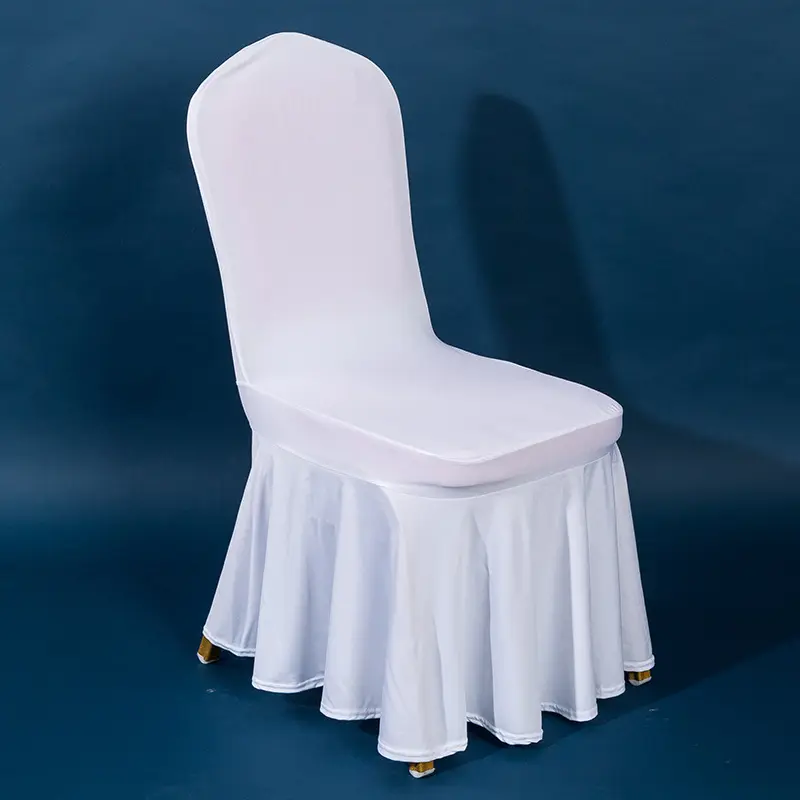 Elastische Milchseiden Bankett-Stuhlhülle Hotel Restaurant Hochzeit Esszimmerstuhlhülle reines weißes Hochzeits- und Konferenzstuhlschutz
