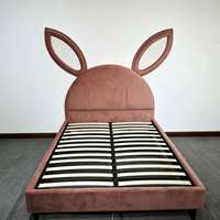 Lit plateforme moderne de luxe en velours avec tête de lit unique en forme d'oreilles de lapin, taille Queen et King, mobilier de chambre à coucher