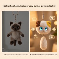 Nouveauté : Adorable pendentif chat en peluche longue avec commande vocale IA, yeux LED, compagnon émotionnel pour enfants, Meow Elf, tendance transfrontalière