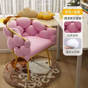 Modern Velvet Style Makeup Stool <b>Light</b> Luxury Living Room Bedroom Dining Hotel Bubble Chair Backrest Simple Dressing Table Nail - Product Image 4