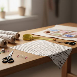 Tessuto a pois Iln 100x150 cm bianco con pois marroni per progetti di artigianato e cucito - Product Image 3