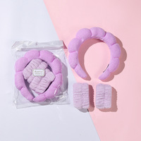 Kits Bandeaux et Manchettes Éponge, Doux et Moelleux, en Tissu Éponge Bouclé, pour Soins du Visage, Spa et Maquillage